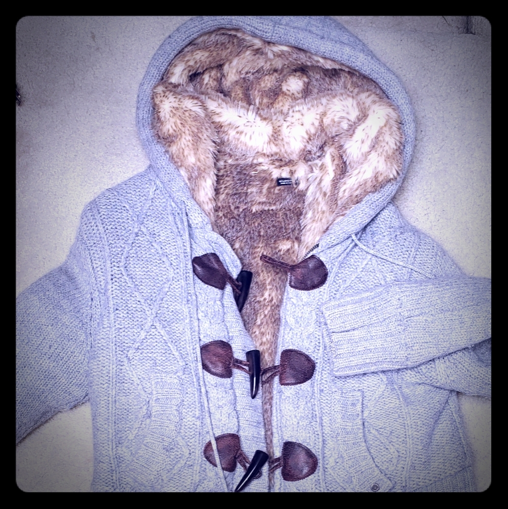 Wool fur sweater jacket hoodie